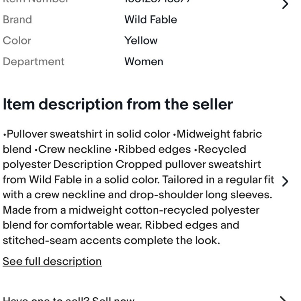 Women's Cropped Crewneck Pullover
Sweatshirt - Wild Fable lemon yellow - Picture 3 of 4